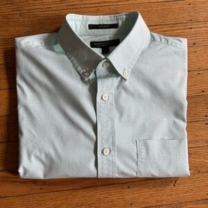 Banana Republic Shirt Mens Size L Teal Slim Long Sleeve Button Down Checkered